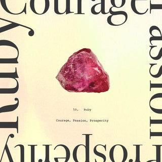 The ruby gemstone is associated with courage, passion, and prosperity.