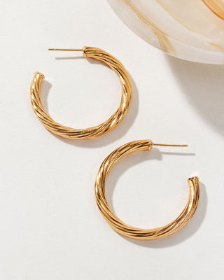 Helix Twisted Hoop Earrings Gold