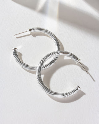 Helix Twisted Hoop Earrings Silver