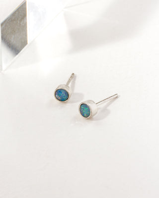 Blue Wave Opal Earrings