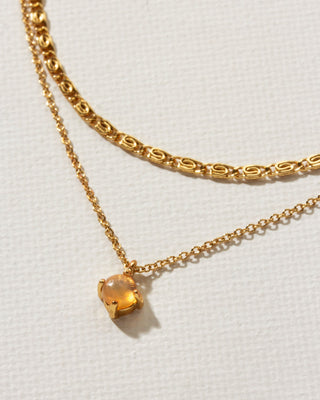 Gold layered color length necklace with charm by Luna Norte Jewelry.