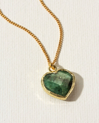 Emerald heart charm pendant necklace by Luna Norte Jewelry.
