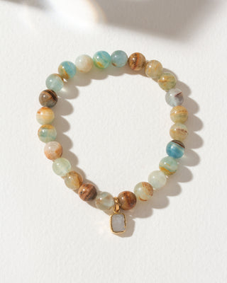 Earth, Wind and Fire Charm Stretch Bracelet Moonstone Calcite