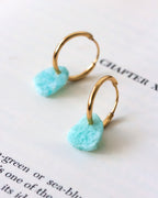 Gold-plated hoops with raw-edge amazonite gemstone charms