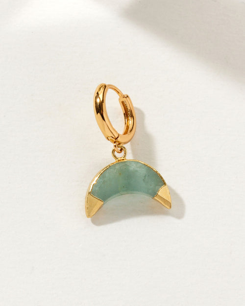 Celestial Curve Solo Hoop Earring with an Aquamarine gemstone.