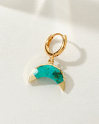 Celestial Curve Solo Hoop Earring with a Turquoise gemstone.