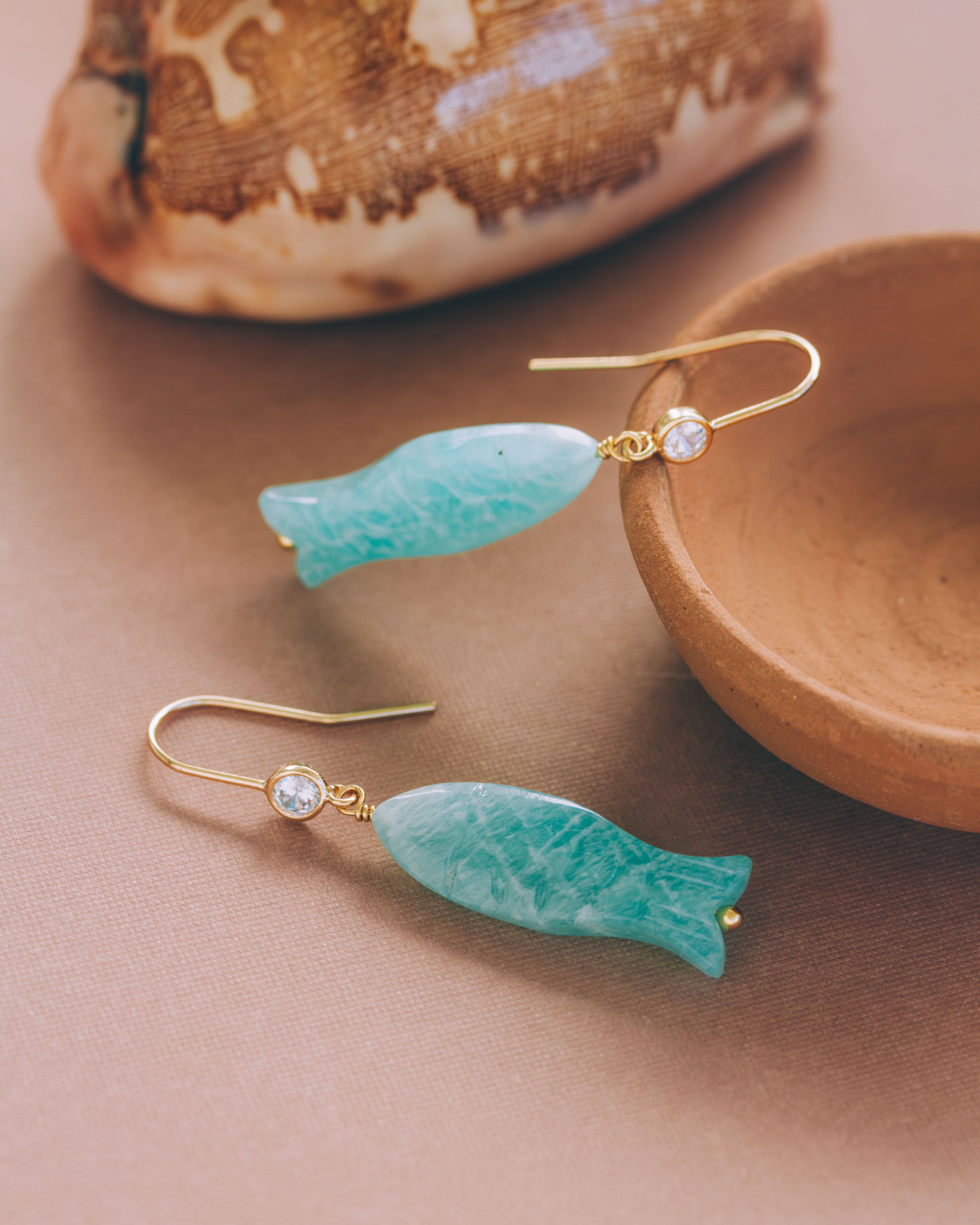 ear ring fish hook Earrings, 14Kt and Diamonds Let them all know youre really a catch with the STUDIOCULT Fish Hook Earring Pink Watercolor Textile Fish Hook