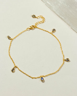 Misty Drop Labradorite Anklet - 14KT Plated Sterling Silver