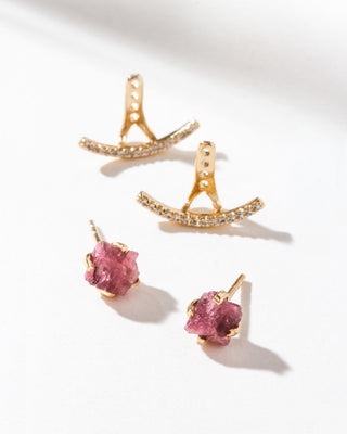 Twinkle Tourmaline Post Front Back Earrings