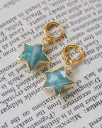 Pair of amazonite star shaped interchangeable earring charms