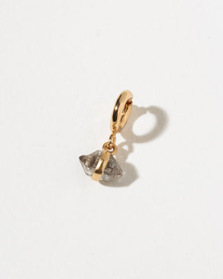 Gold c-clasp genuine Herkimer quartz gemstone charm