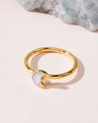 Gold Moondance ring featuring a Moonstone crescent.