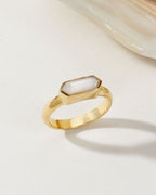 Gold Kaleidoscope Ring with a Moonstone.