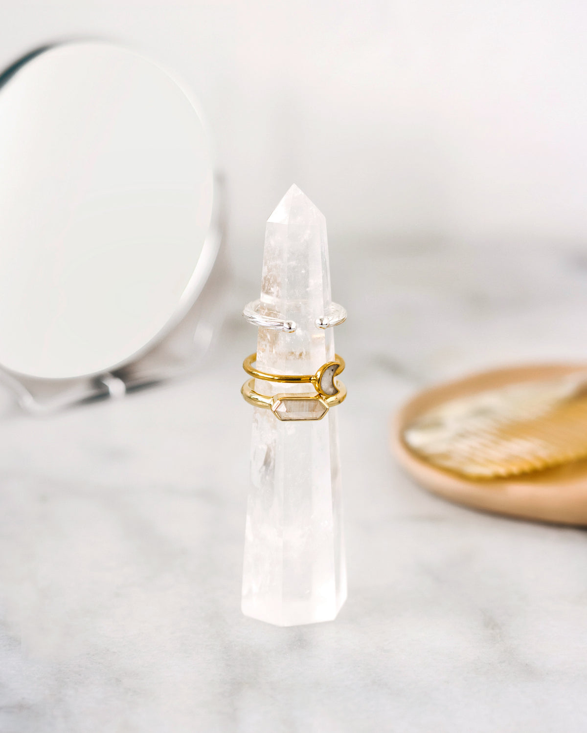 Put A Ring On It Clear Quartz Tower