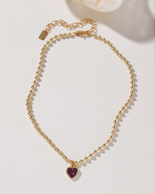Heart's Accelerated Ball Chain Necklace Gold