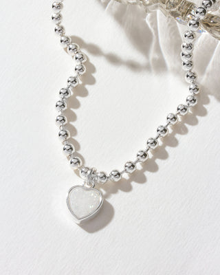 Heart's Accelerated Ball Chain Necklace Silver