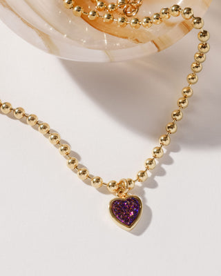 Heart's Accelerated Ball Chain Necklace Gold