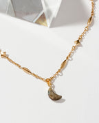 Dolce Luna chain necklace with a Pyrite crescent moon pendant.