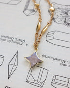 Gold celestial detailed chain with Polaris gemstone shaped charm.