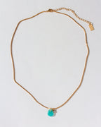 Untamed Gemstone Box Chain Necklace with an Amazonite gemstone and CZ charm.