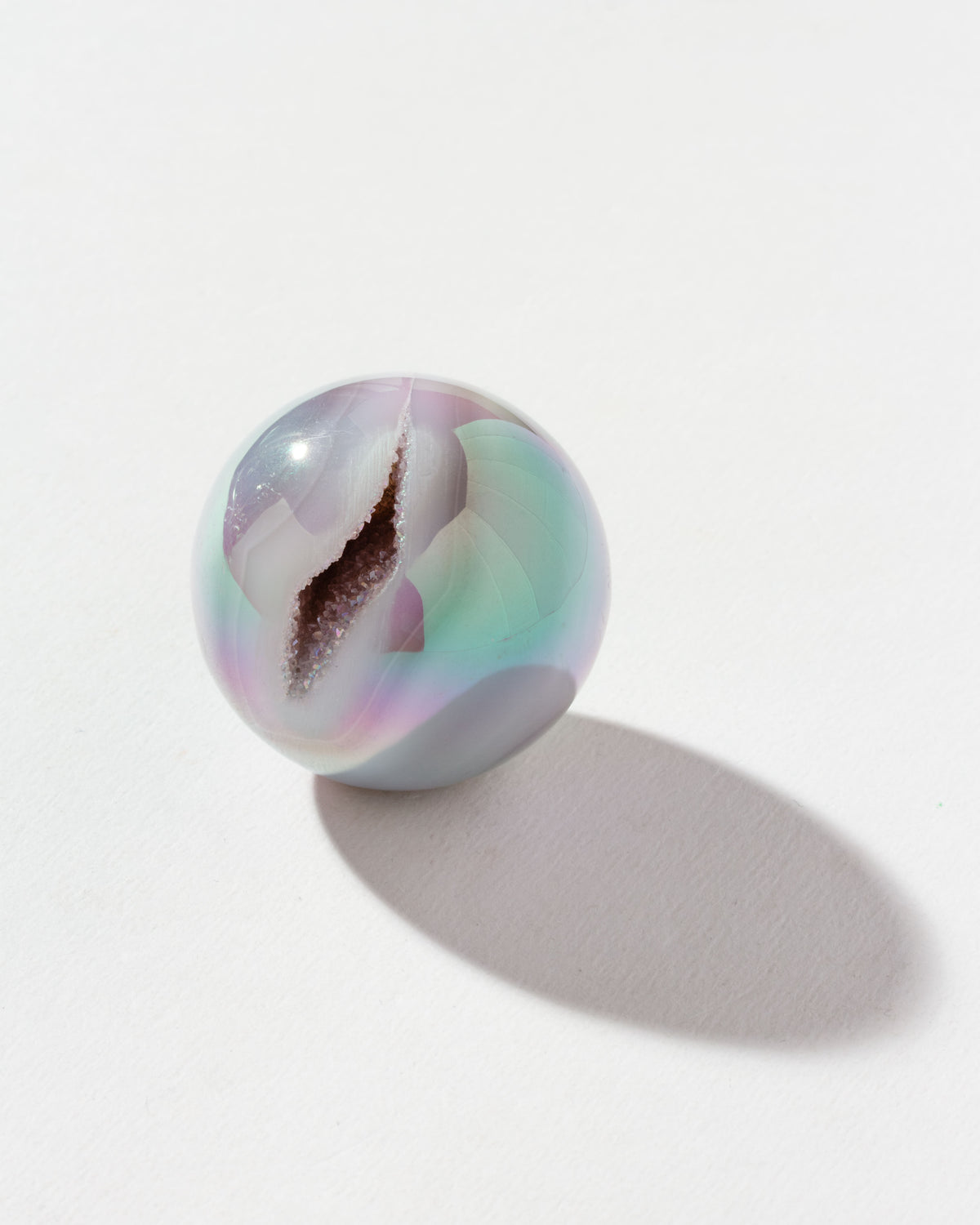Eye Of the Beholder Druzy Gemstone Sphere in the AB White color option is