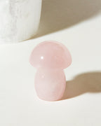 Rose Quartz Micro Dose Gemstone Standing Mushroom Crystal.
