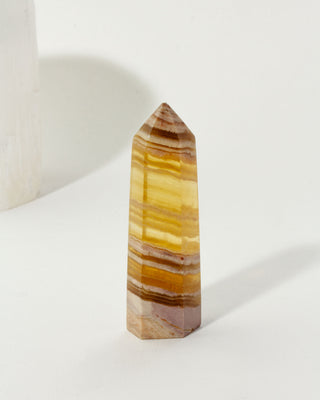 Relaxed Yellow Banded Calcite Gemstone Tower