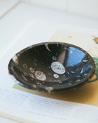 Stone Age Jewelry Catchall made of ammonite, showcasing spiral patterns and earthy tones.