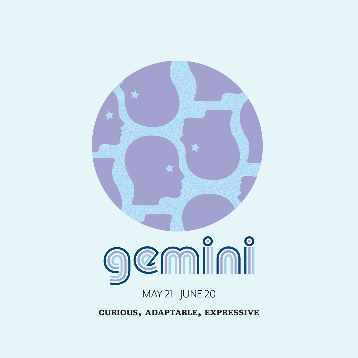Gemini illustration in a blue circle with stars, above 'Gemini' in blue text, linking Gemini collection.