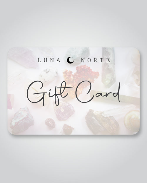 Luna Norte Digital Gift Card featuring faded background of gemstones