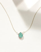 Delicate gemstone necklace with Silver Plated Brass and April-Amazonite stone.