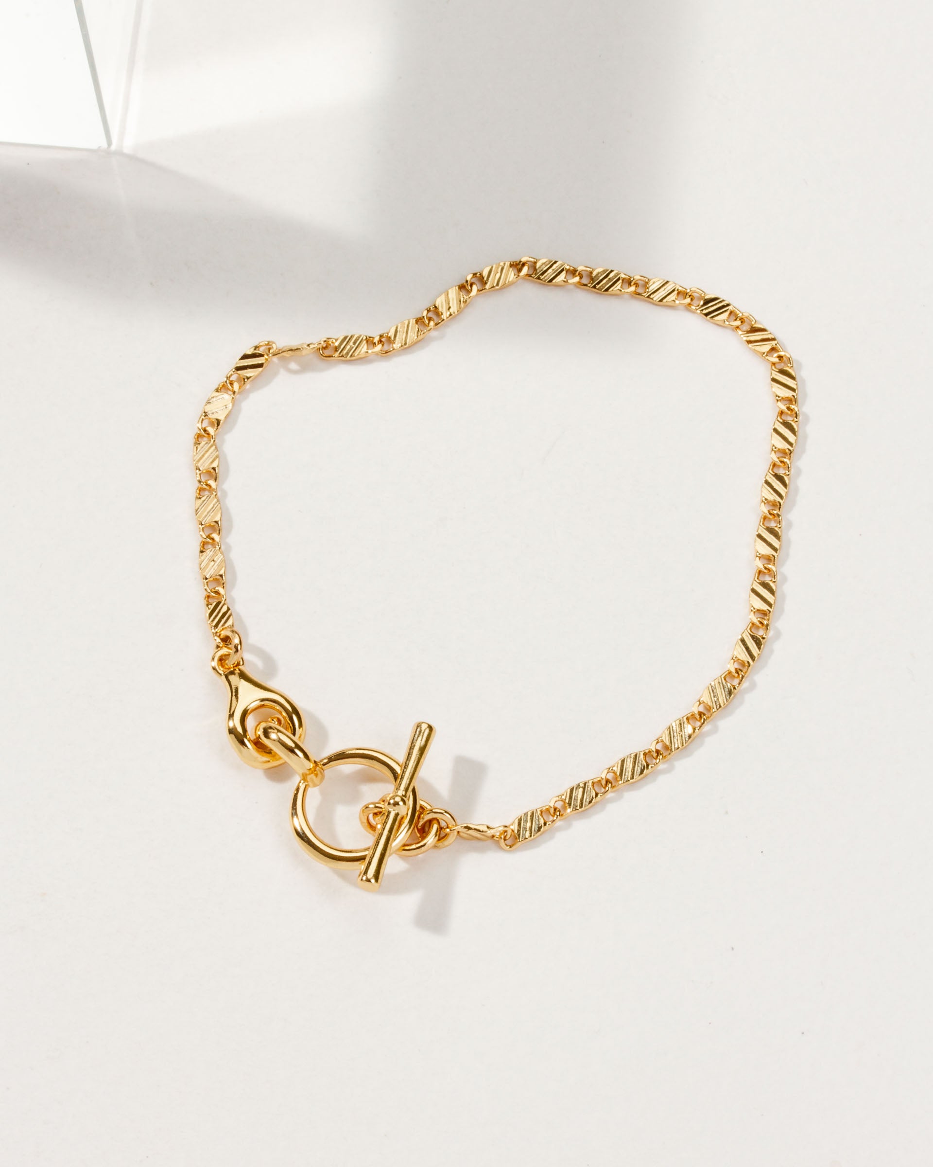 Gold plated Adorned Toggle Bracelet.