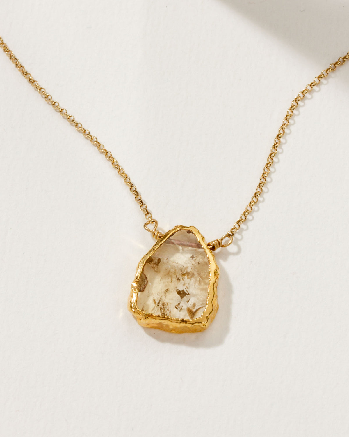 Citrine Earth, Wind, and Fire Necklace with gold plated chain