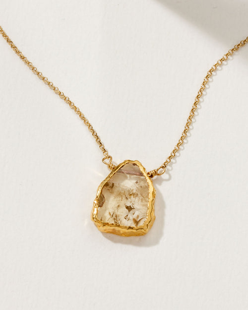 Citrine Earth, Wind, and Fire Necklace with gold plated chain