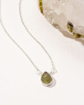Delicate Gemstone Birthstone Necklace with peridot pendant and silver plated brass chain, August's birthstone