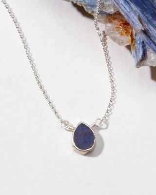 Delicate Gemstone Birthstone Necklace with sapphire pendant and silver plated brass chain, September's birthstone