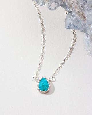 Delicate Gemstone Birthstone Necklace with turquoise pendant and silver plated brass chain, December's birthstone