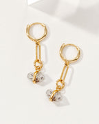 East Coast earrings in 14KT Gold Plated Brass, with clear Herkimer Quartz stones.