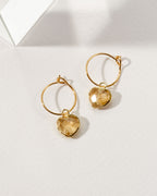 Conversation Heart Mini Hoop Earrings with Citrine gemstones.