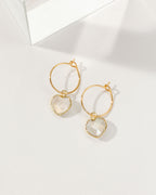 Pair of Conversation Heart Mini Hoop Earrings with Moonstone gemstones.