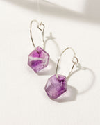 Geometry Mini Hoops with Amethyst gemstones and Sterling Silver hoops