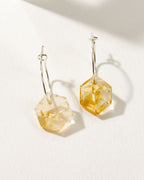 Geometry Mini Hoops in Sterling Silver with Citrine gemstones.