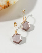 Geometry Mini Hoops in Coffee Moonstone with gold-plated silver hoops