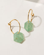 Geometry Mini Hoops in Green Aventurine with gold-plated silver hoops