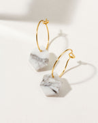 Geometry Mini Hoops in Howlite with 14k gold plated sterling silver hoops.
