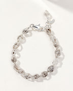 Silver plated brass bracelet with Herkimer Quartz gemstones.