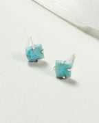 Raw Beauty Post Earrings - Sterling Silver with Larimar gemstone.