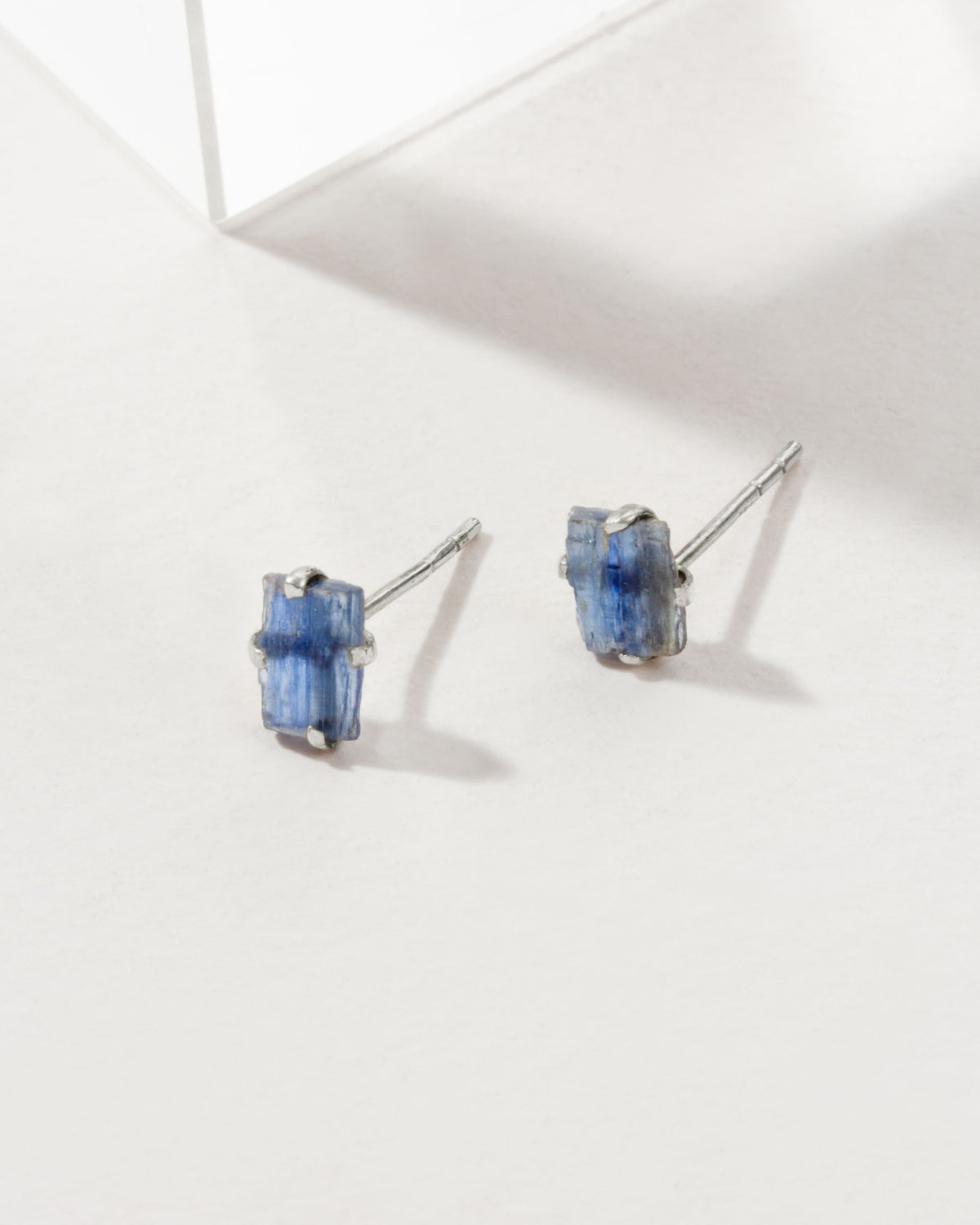 Sterling silver Raw Beauty Post Earrings with Kyanite gemstones.
