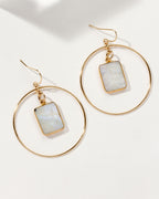 Stoney Hoop Earring with moonstone gemstones and gold plated brass hoops.