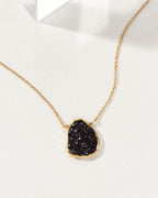 Druzy Quartz Earth, Wind, and Fire Necklace with gold plated